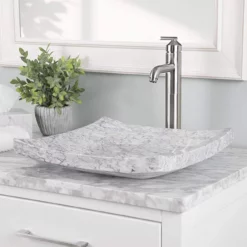 Chloe Cararra White Marble Vessel Bathroom Sink