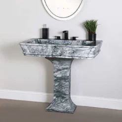 Augusta 36 Inch Polished Carrara Marble Pedestal Sink