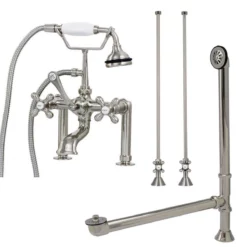 Clawfoot Tub Rim Mount Faucet Set With Lift And Turn Drain -VINTAGE TUB Store rmfaucetset2bn