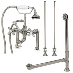 Clawfoot Tub Rim Mount Faucet Set With Lift And Turn Drain -VINTAGE TUB Store rmfaucetset2pn