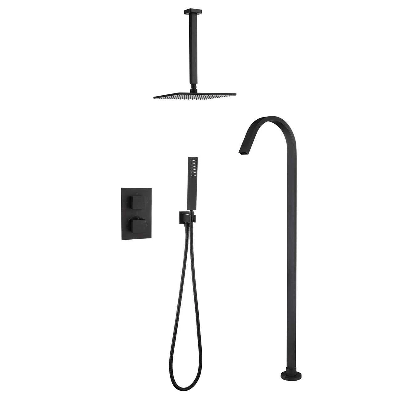 Thermostatic Concealed Tub & Shower Faucet Set With Handheld Shower 4 Thermostatic Concealed Tub & Shower Faucet Set With Handheld Shower - Image 2