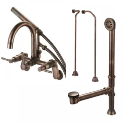 Mason Hill Collection Clawfoot Tub Wall Mount Contemporary Gooseneck Tub Faucet With Handshower Complete Set -VINTAGE TUB Store rmhset3ml rb