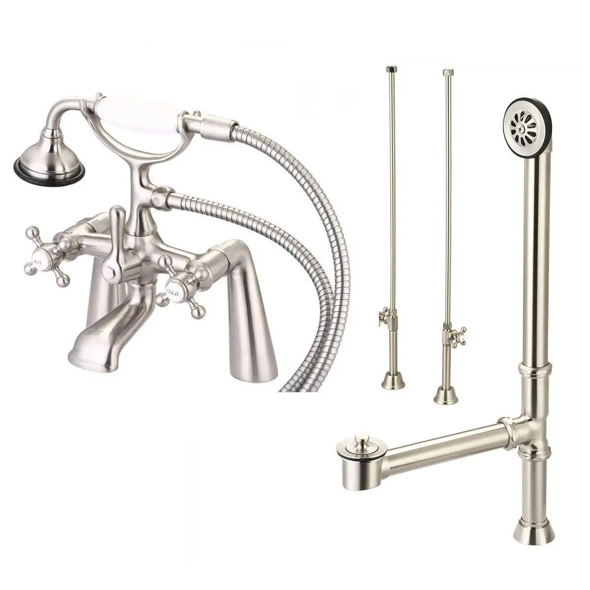 Mason Hill Collection Clawfoot Tub Rim Mount English Telephone Faucet With Handshower Complete Set 3 Mason Hill Collection Clawfoot Tub Rim Mount English Telephone Faucet With Handshower Complete Set