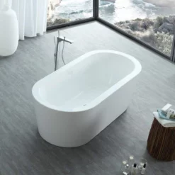 Wyatt Acrylic Double Ended Freestanding Tub - No Faucet Drillings -VINTAGE TUB Store rmj12 angle 1