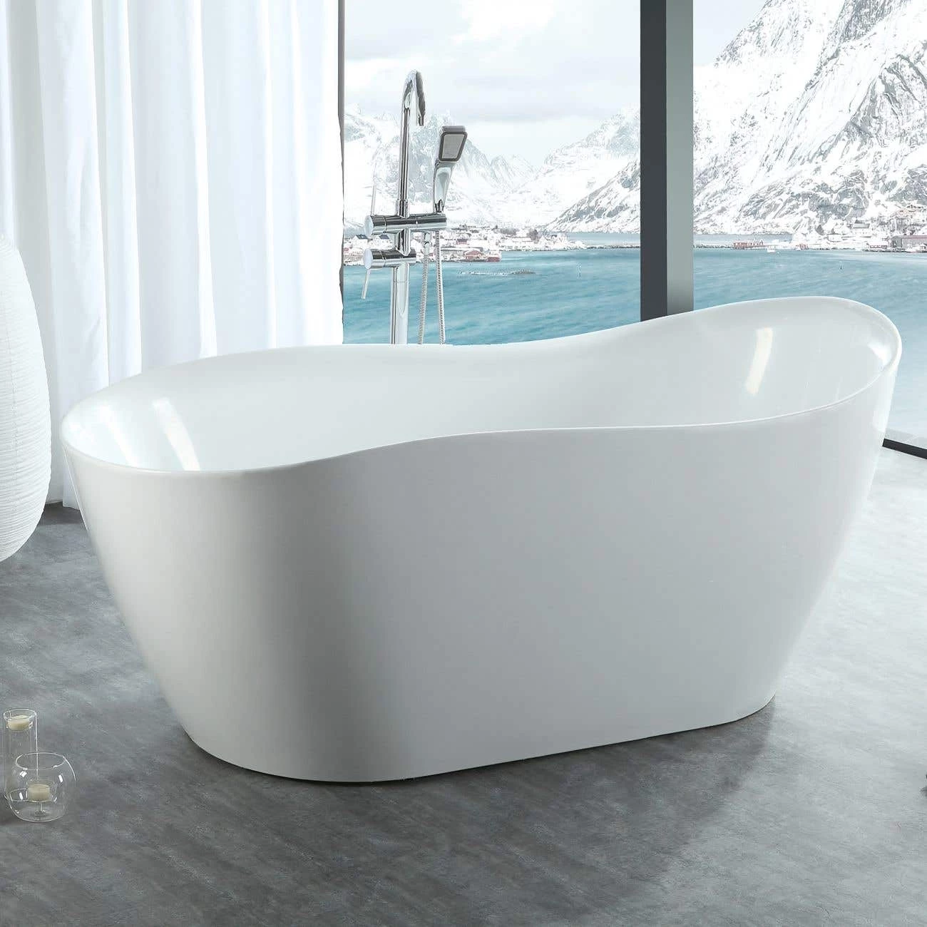 Morgan 67 Inch Acrylic Contemporary Wave Double Ended Tub - No Faucet Drillings 6 Morgan 67 Inch Acrylic Contemporary Wave Double Ended Tub - No Faucet Drillings - Image 4