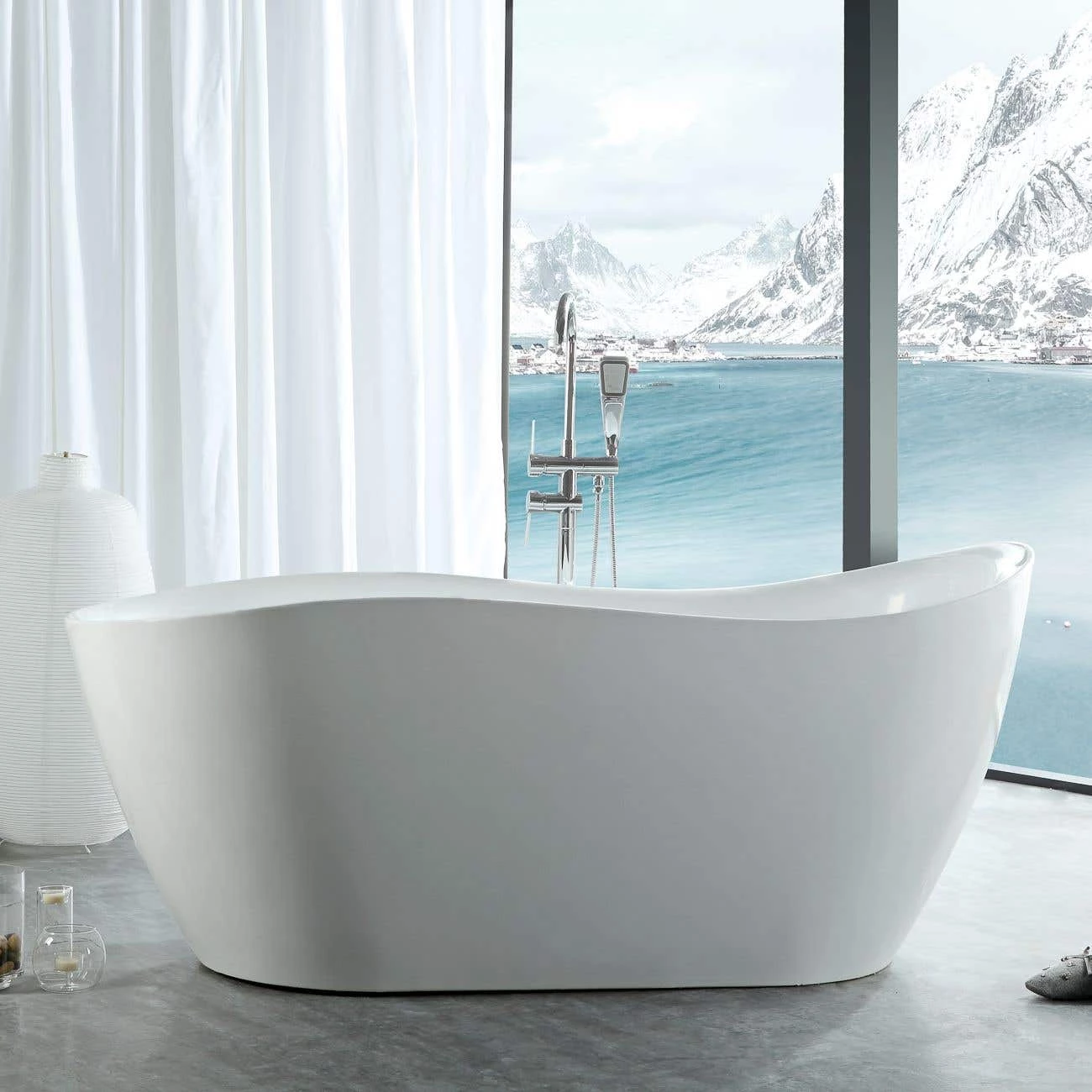 Morgan 67 Inch Acrylic Contemporary Wave Double Ended Tub - No Faucet Drillings 5 Morgan 67 Inch Acrylic Contemporary Wave Double Ended Tub - No Faucet Drillings - Image 3