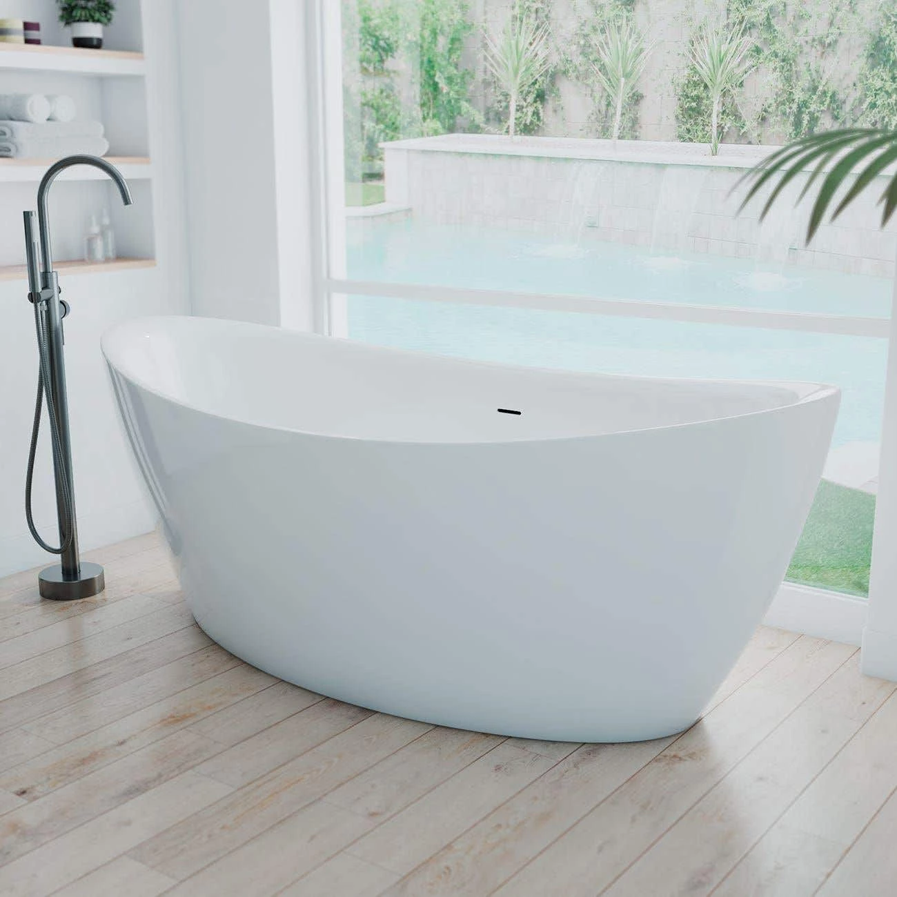 Gloria 71 Inch Acrylic Double Slipper Freestanding Tub - No Faucet Drillings 3 Gloria 71 Inch Acrylic Double Slipper Freestanding Tub - No Faucet Drillings