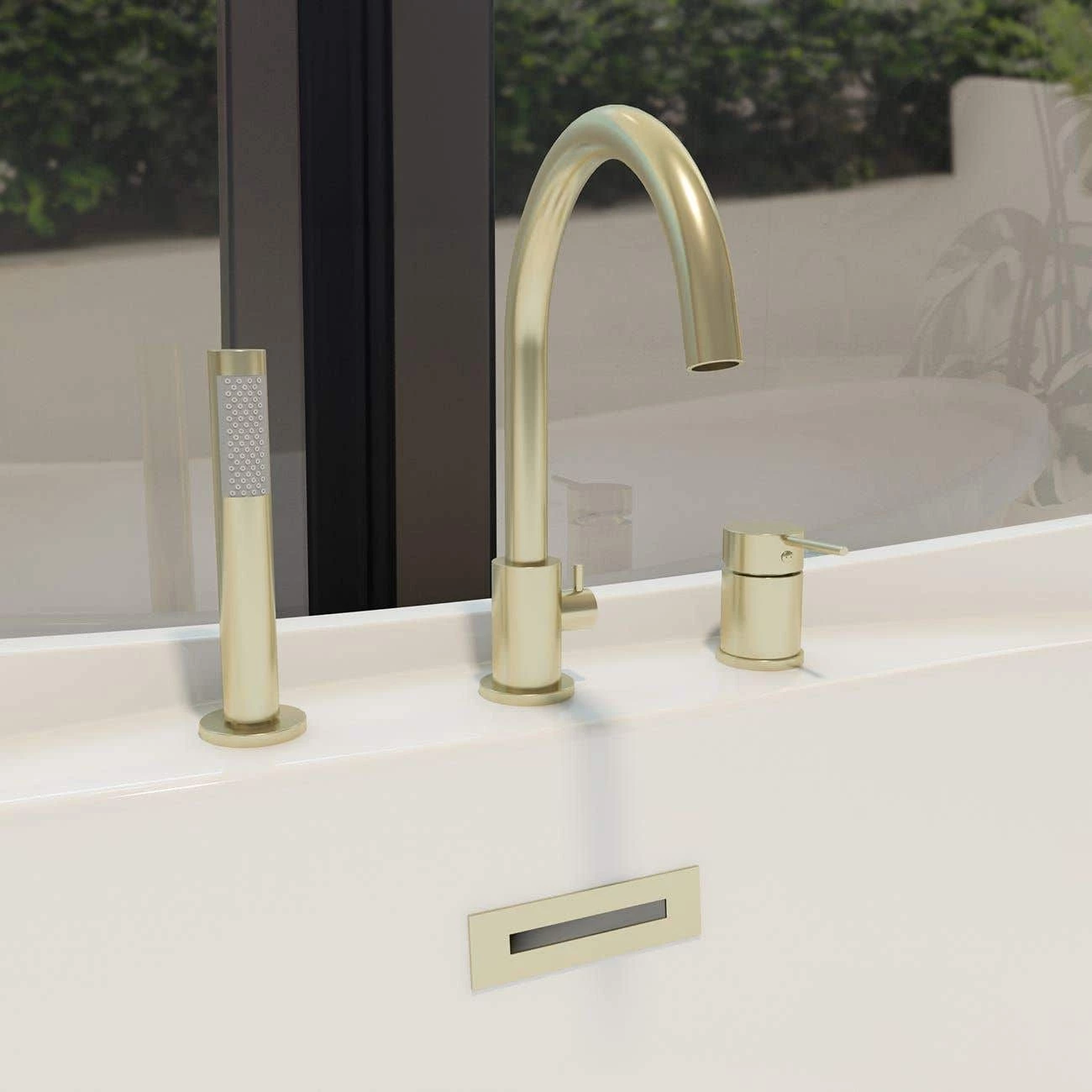 Contemporary Deck Mount Tub Faucet With Handshower 4 Contemporary Deck Mount Tub Faucet With Handshower - Image 2