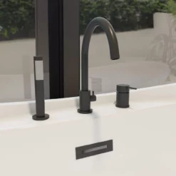 Contemporary Deck Mount Tub Faucet With Handshower