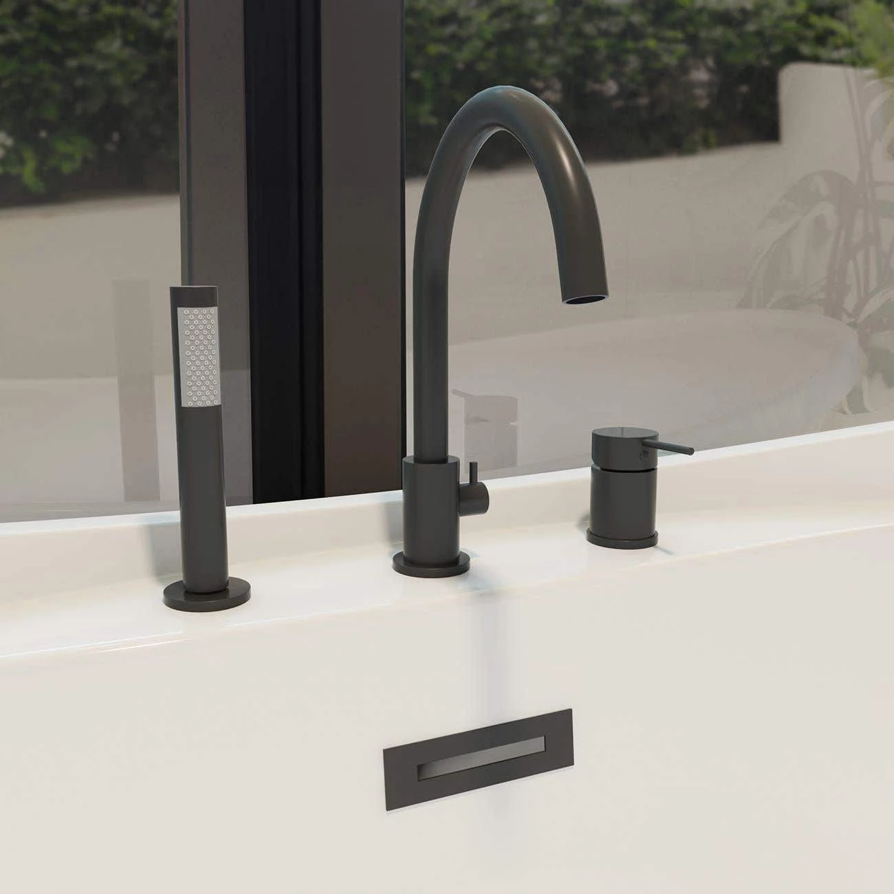 Contemporary Deck Mount Tub Faucet With Handshower 3 Contemporary Deck Mount Tub Faucet With Handshower