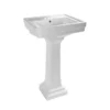 22 Inch Pedestal Sink -8 Inch Faucet Drillings - White -VINTAGE TUB Store rmm071 8 wh angle