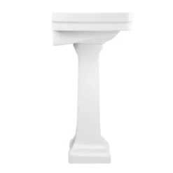 22 Inch Pedestal Sink -8 Inch Faucet Drillings - White -VINTAGE TUB Store rmm071 8 wh side