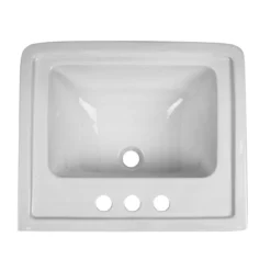 22 Inch Pedestal Sink -8 Inch Faucet Drillings - White -VINTAGE TUB Store rmm071 8 wh top