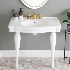 Atwell 34 Inch Console Sink With Porcelain Legs
