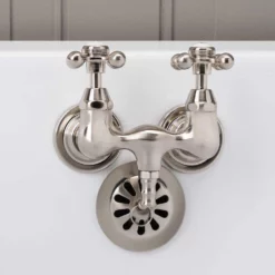Clawfoot Tub Wall Mount Faucet - Metal Cross Handles -VINTAGE TUB Store rmn030bn side 2 1