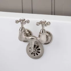 Clawfoot Tub Wall Mount Faucet - Metal Cross Handles -VINTAGE TUB Store rmn030bn 2