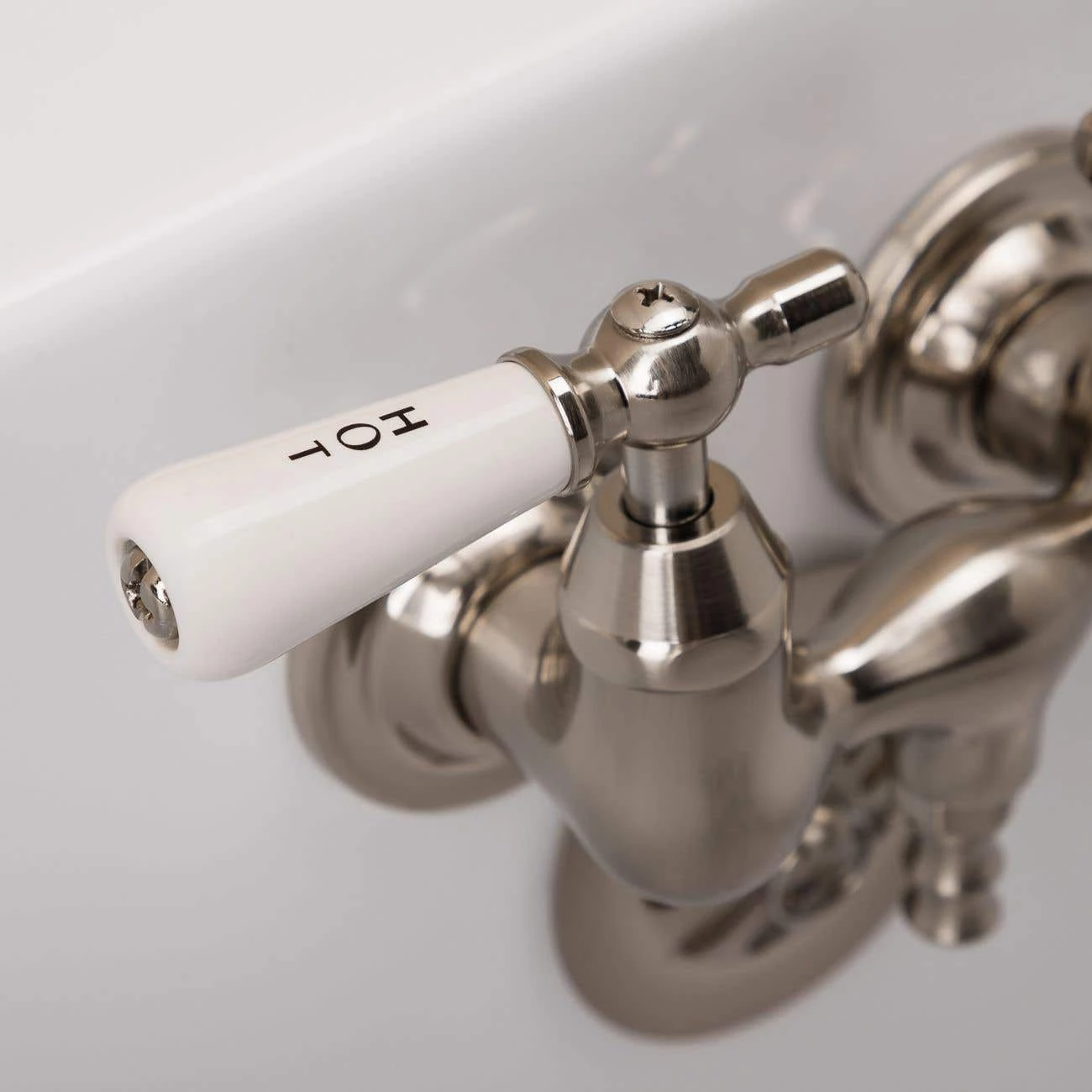 Clawfoot Tub Wall Mount Faucet - Porcelain Lever Handles 8 Clawfoot Tub Wall Mount Faucet - Porcelain Lever Handles - Image 6