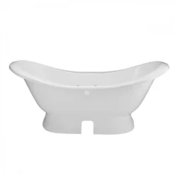 Mimi Cast Iron Double Slipper Pedestal Tub - Rim Faucet Drillings -VINTAGE TUB Store rmped rim back