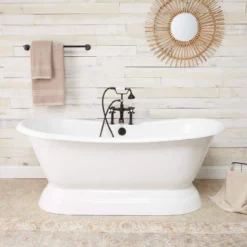 Riley Cast Iron Double Slipper Pedestal Tub - Rim Faucet Drillings