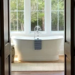 Devon 67 Inch Cast Iron Double Ended Skirted Tub - No Faucet Drillings - White -VINTAGE TUB Store rmsb 2