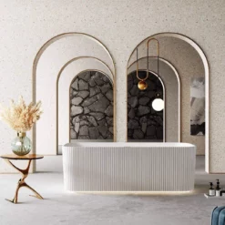 Vertical 67 Inch Acrylic Fluted Double Ended Freestanding Tub