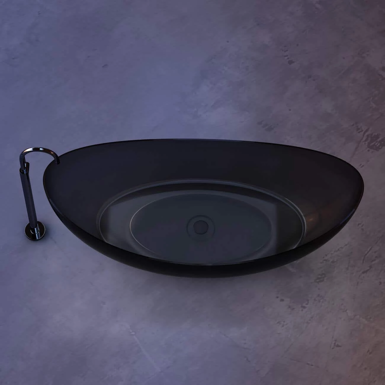 Isla 71 Inch Transparent Double Slipper Solid Surface Freestanding Tub - Black 5 Isla 71 Inch Transparent Double Slipper Solid Surface Freestanding Tub - Black - Image 3