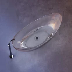 Isla 71 Inch Transparent Double Slipper Solid Surface Freestanding Tub - Clear -VINTAGE TUB Store rmtw8618 71 cl top rywrcpfvdbmopstb