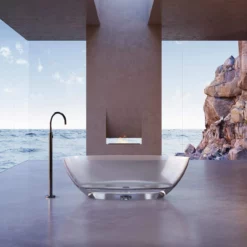 Floki 67 Inch Transparent Double Ended Solid Surface Freestanding Tub - Clear