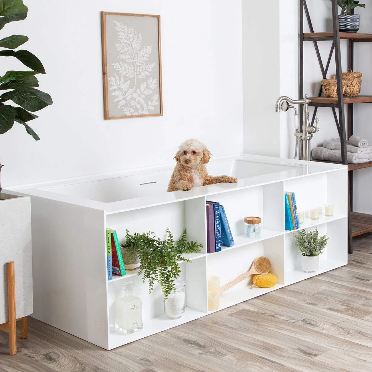 Lieke Shelved Acrylic Freestanding Bathtub 5 Lieke Shelved Acrylic Freestanding Bathtub - Image 3