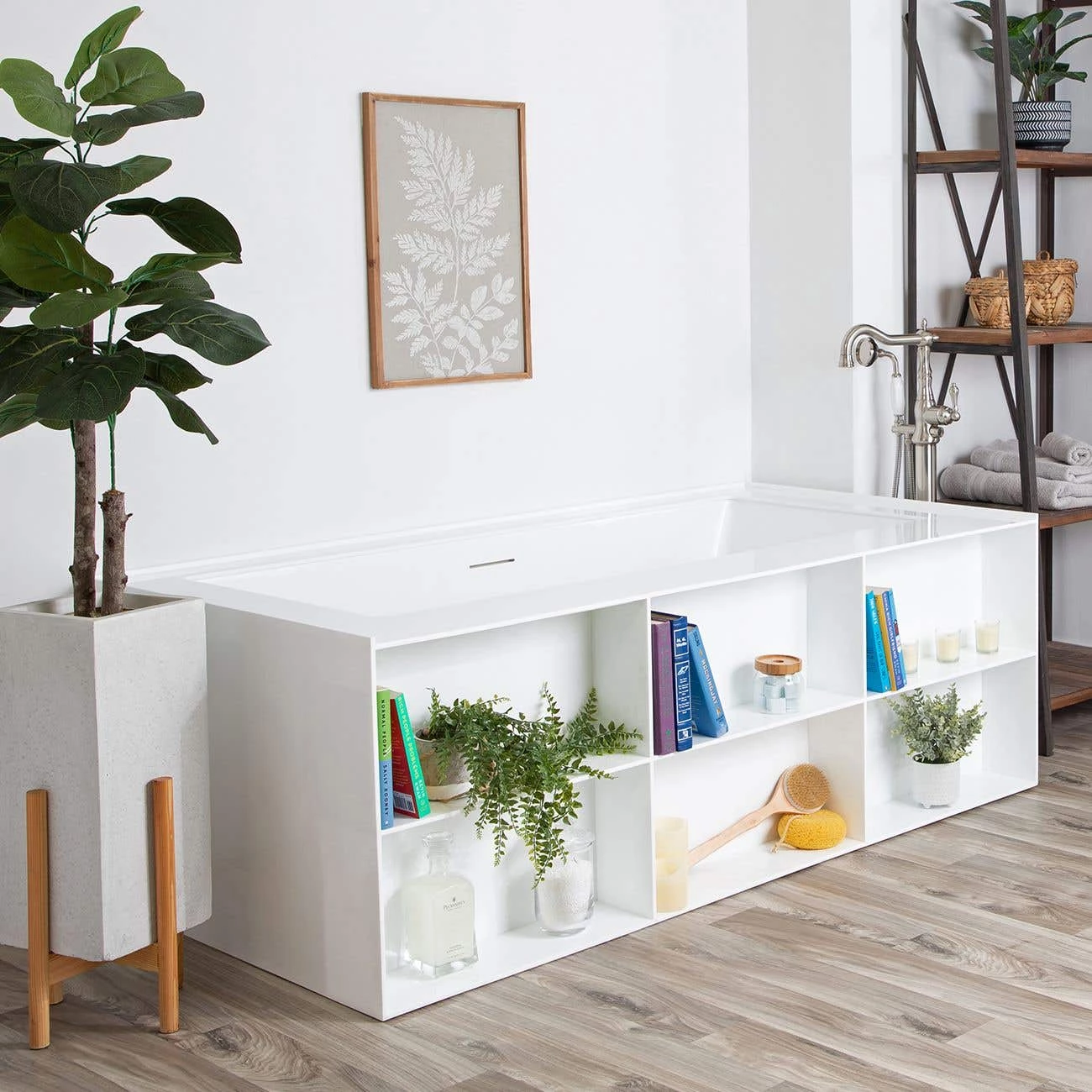 Lieke Shelved Acrylic Freestanding Bathtub 4 Lieke Shelved Acrylic Freestanding Bathtub - Image 2