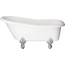 Ambassador Acrylic Slipper Clawfoot Tub - Tub Wall Faucet Drillings -VINTAGE TUB Store rs551 c 1