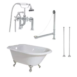 Norfolk 48 Inch Cast Iron Classic Clawfoot Tub Package - White / Chrome Fixtures