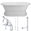 Oxford Cast Iron Double Ended Pedestal Tub Package - White / Chrome Fixtures -VINTAGE TUB Store savingspackage45