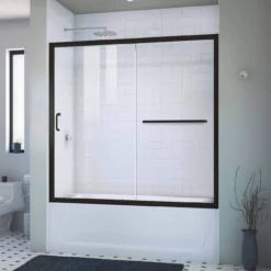 DreamLine Infinity Z 56-60 Inch W X 58 Inch H Semi Frameless Sliding Tub Door, Clear Glass -VINTAGE TUB Store shdr 0960580 09 life