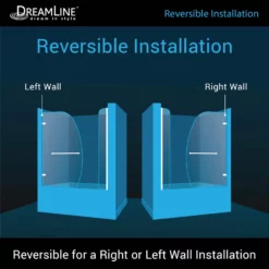 DreamLine Aqua Uno 56-60 Inch W X 58 Inch H Frameless Hinged Tub Door With Extender Panel 17 DreamLine Aqua Uno 56-60 Inch W X 58 Inch H Frameless Hinged Tub Door With Extender Panel -VINTAGE TUB Store shdr 3534586 ex reversible installation