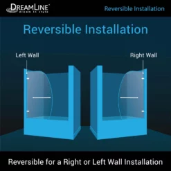 DreamLine Aqua Uno 34 Inch W X 58 Inch H Frameless Hinged Tub Door -VINTAGE TUB Store shdr 3534586 reversible installation
