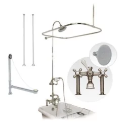 Bristol 62 Inch Acrylic Slipper Tub And Shower Package - White / Chrome Feet & Fixtures -VINTAGE TUB Store showerset