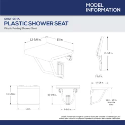 DreamLine Plastic Folding Shower Seat 9 DreamLine Plastic Folding Shower Seat -VINTAGE TUB Store shst 01 pl spec