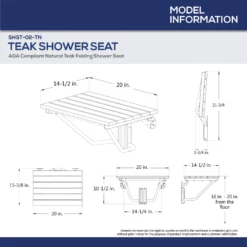 DreamLine Natural Teak Folding Shower Seat. ADA Compliant Shower Seat -VINTAGE TUB Store shst 02 tn specs