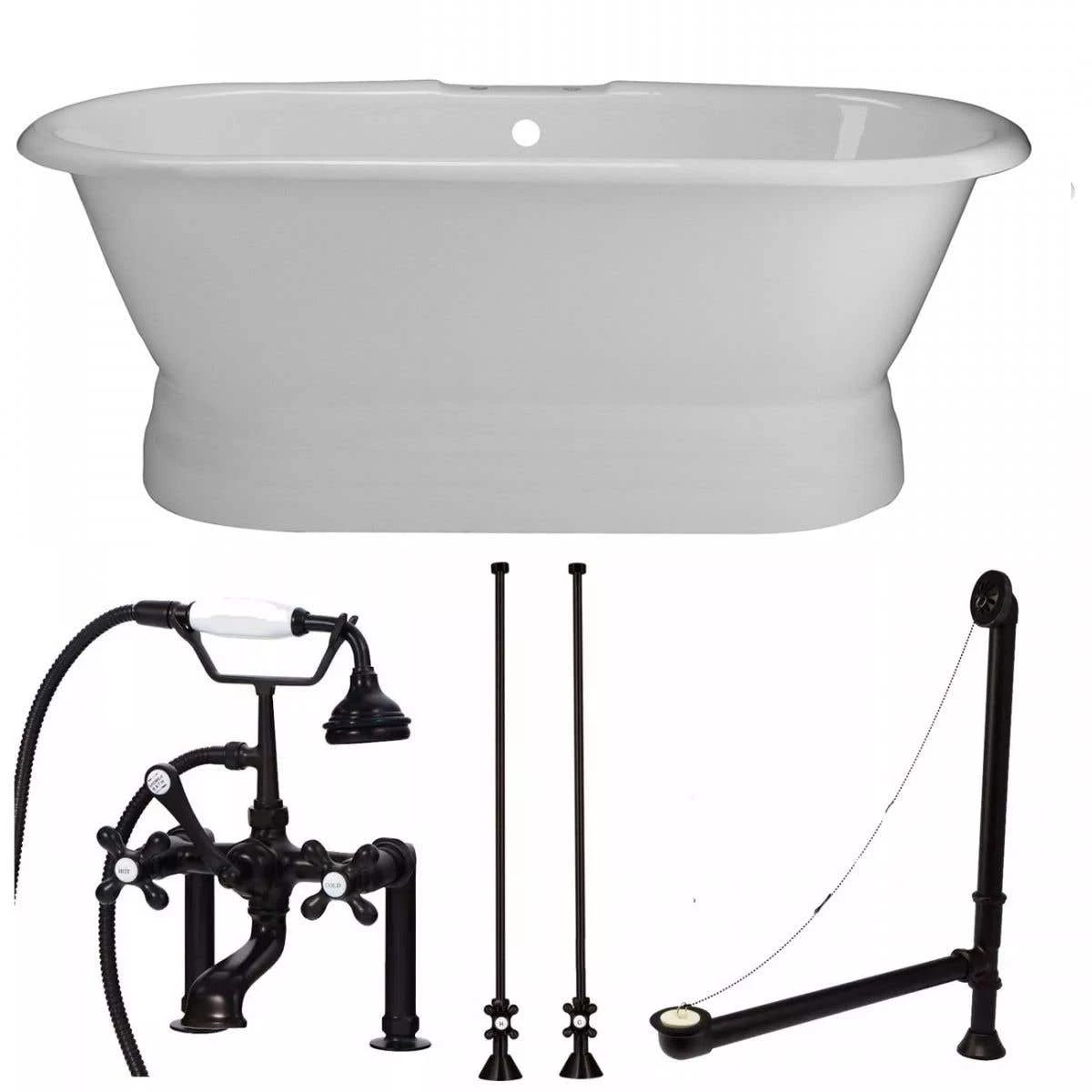 Oxford Cast Iron Double Ended Pedestal Tub Package - Rim Faucet Drillings 5 Oxford Cast Iron Double Ended Pedestal Tub Package - Rim Faucet Drillings - Image 3