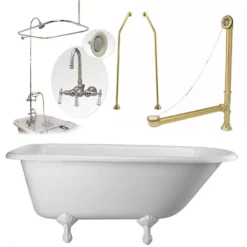 Heritage 60 Inch Cast Iron Classic Clawfoot Tub Package -VINTAGE TUB Store tubset8whpb 1