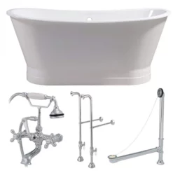 Devon 67 Inch Cast Iron Double Ended Skirted Tub Package -VINTAGE TUB Store tubsetb cp 1 1