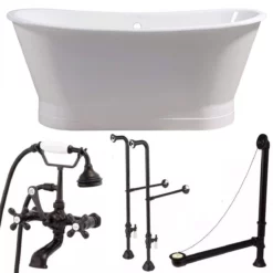 Devon 67 Inch Cast Iron Double Ended Skirted Tub Package -VINTAGE TUB Store tubsetb orb 1