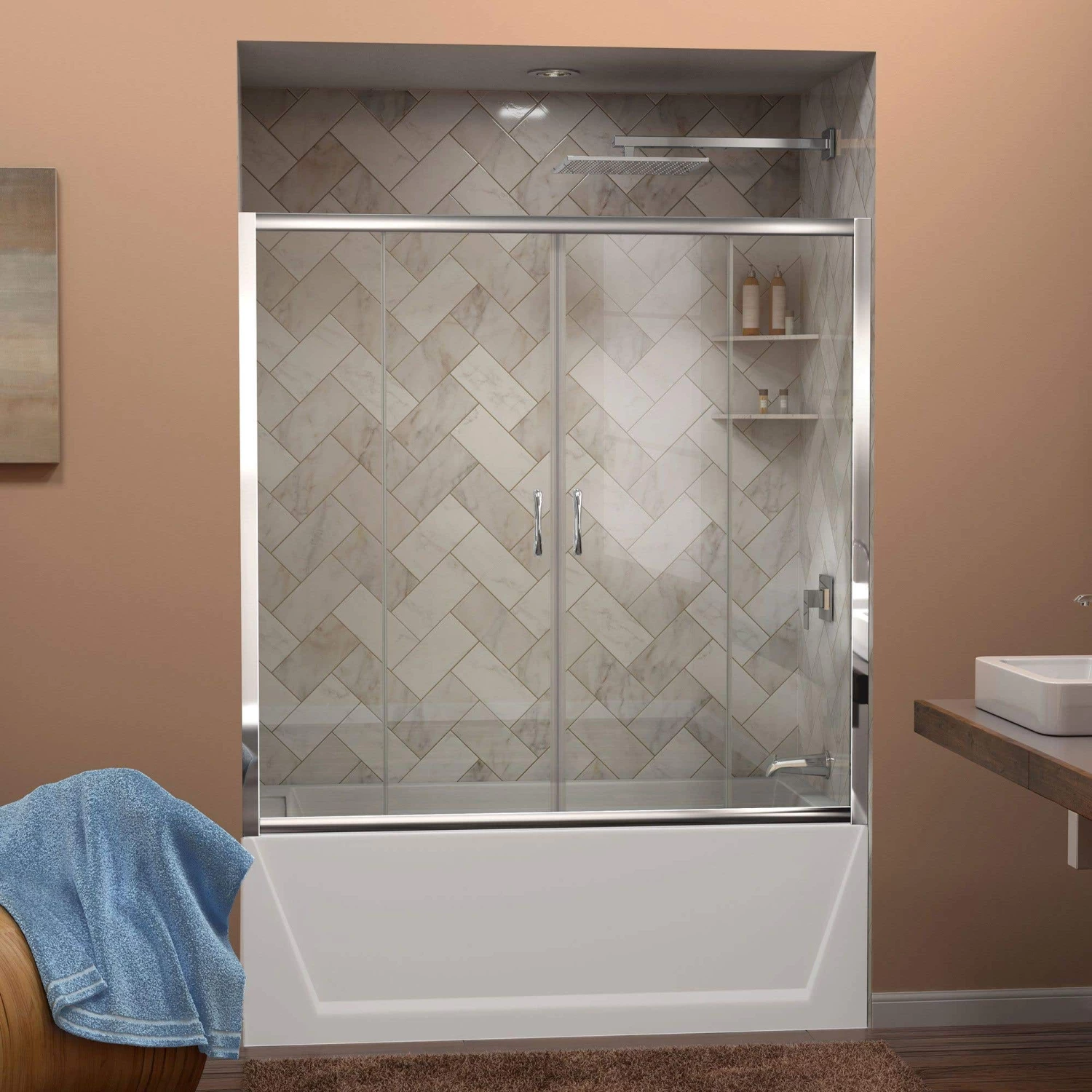 DreamLine Visions 56-60 In. W X 58 In. H Semi-Frameless Sliding Tub Door 3 DreamLine Visions 56-60 In. W X 58 In. H Semi-Frameless Sliding Tub Door