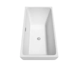 Rachel 59 Inch Acrylic Double Ended Freestanding Bathtub - No Faucet Drillings - White -VINTAGE TUB Store wcbtk150559 s